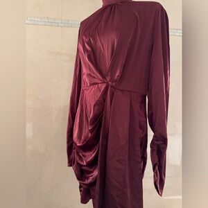 Fashion Nova Rich Wine Long Sleeve Dress